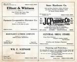 Elliott and Whitson, Rosengren Lumber, Wm. F. Schnoor, Sture Hardware, Central Drug, Fred E. Hodgson, Otter Tail County 1925